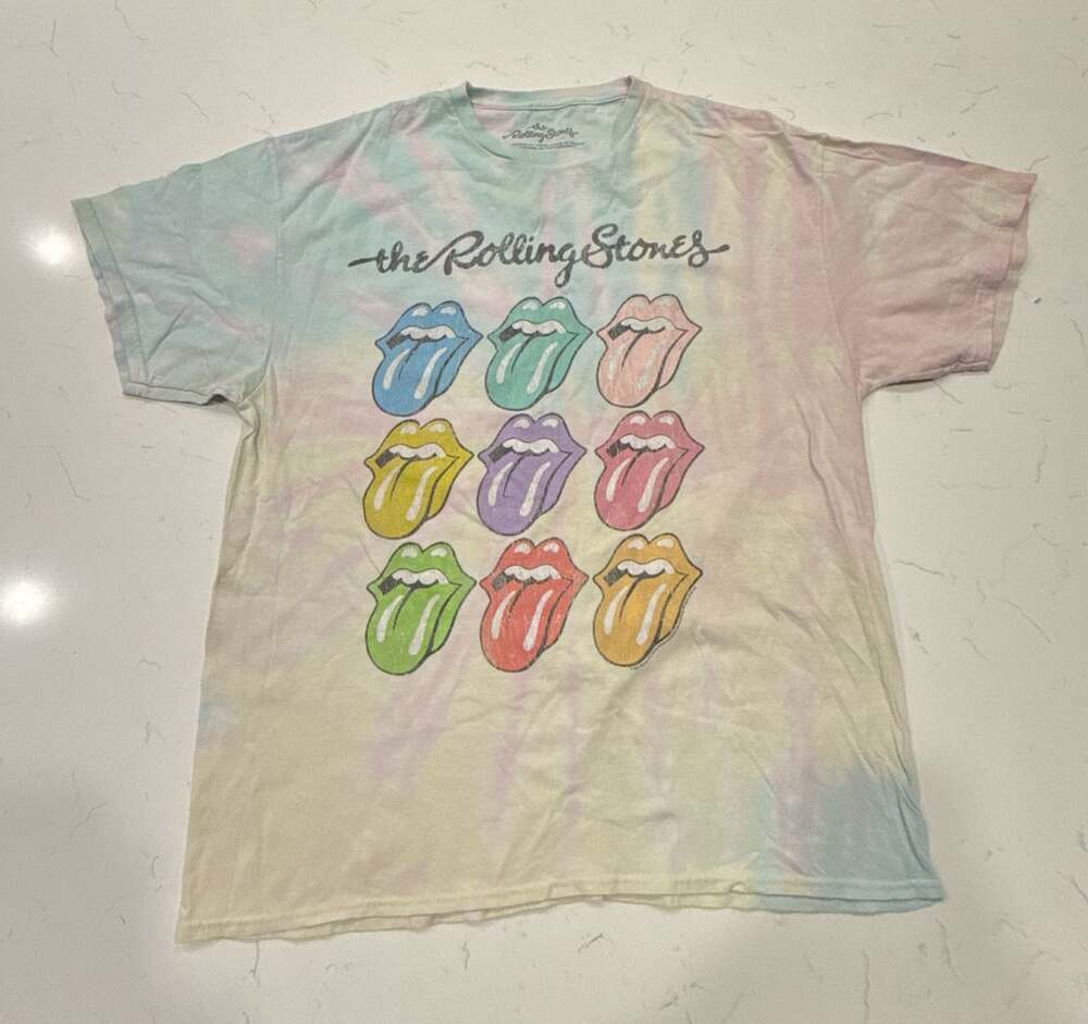 The Rolling Stones Hot Lips Pop Art Tie Dye T-Shirt Size XL Pastel